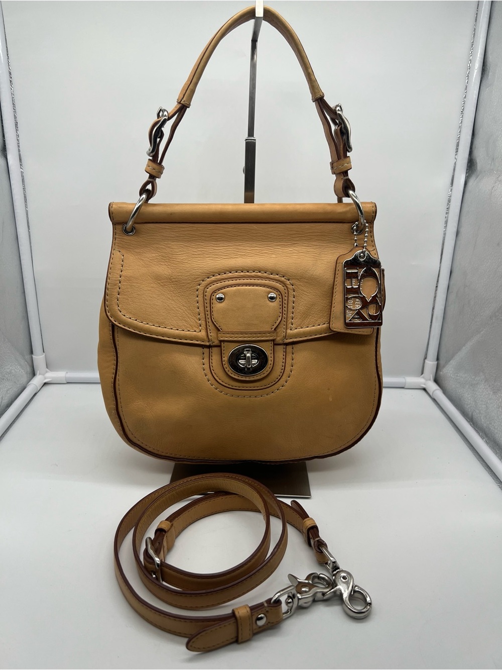 COACH 19132 70th Anniversary Willis Legacy Vachetta Leather Top Handle Crossbody